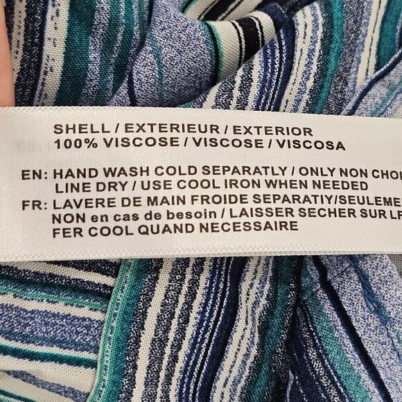 Band of Gypsies Size Small Stripe Blue Multicolor Pull On Wide Leg Pocket Pants - Picture 8 of 14